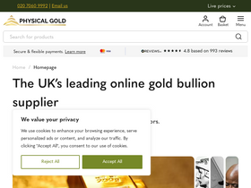 'physicalgold.com' screenshot