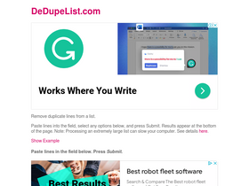 'dedupelist.com' screenshot