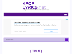 'kpoplyrics.net' screenshot