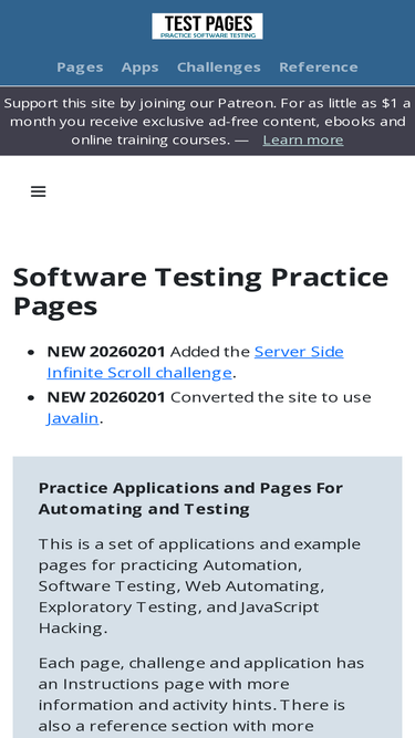 testpages.eviltester.com