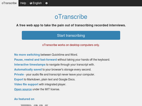 'otranscribe.com' screenshot