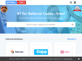 'referralcodes.com' screenshot