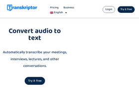 'transkriptor.com' screenshot