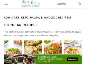 'peaceloveandlowcarb.com' screenshot