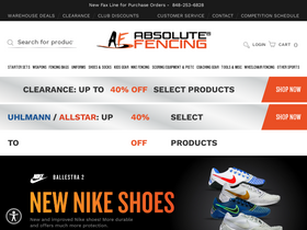 'absolutefencinggear.com' screenshot
