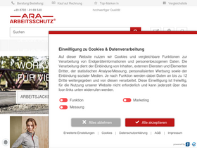 'ara-arbeitsschutz.de' screenshot