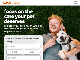 'aspcapetinsurance.com' screenshot