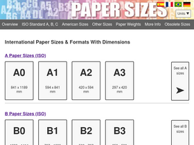 'papersizes.org' screenshot