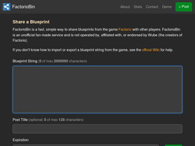 'factoriobin.com' screenshot