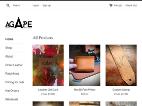 agapecustomshop.com homepage screenshot