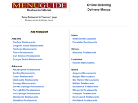 'menuguide.com' screenshot