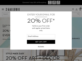 'zgallerie.com' screenshot