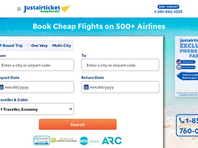 'justairticket.com' screenshot