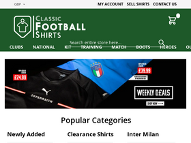 'classicfootballshirts.co.uk' screenshot