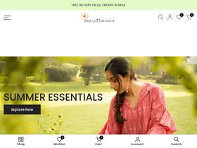indiecottonroute.in homepage screenshot