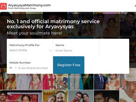'aryavysyamatrimony.com' screenshot
