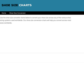 'shoesizingcharts.com' screenshot