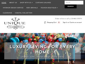 uniquegiftsandinteriors.co.uk homepage screenshot