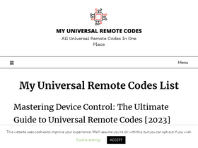 'myuniversalremotecodes.com' screenshot