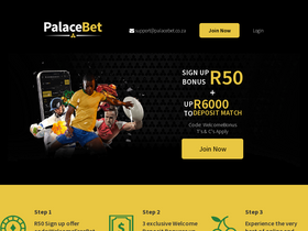 'palacebet.co.za' screenshot