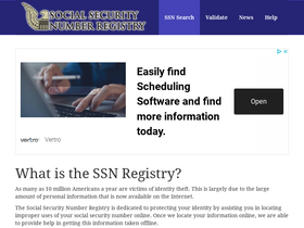 'ssnregistry.org' screenshot