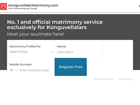 'konguvellalarmatrimony.com' screenshot