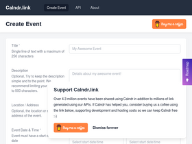 'calndr.link' screenshot