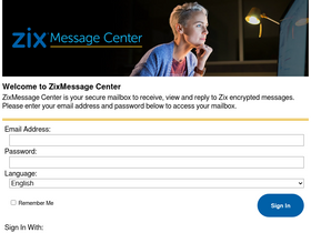 'zixmessagecenter.com' screenshot