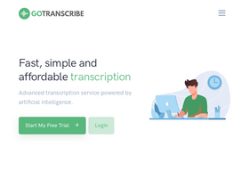 'go-transcribe.com' screenshot