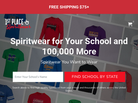 '1stplacespiritwear.com' screenshot