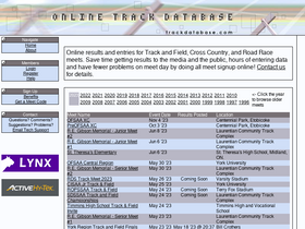 'trackdatabase.com' screenshot