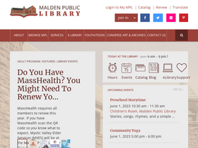 'maldenpubliclibrary.org' screenshot