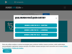 'mundolivrefm.com.br' screenshot