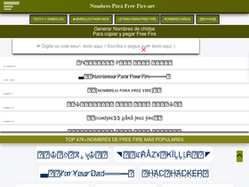 'nombresparafreefire.net' screenshot