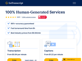 'gotranscript.com' screenshot