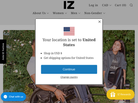 IZ Adaptive Clothing homepage screenshot