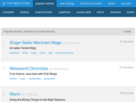 'topwebfiction.com' screenshot