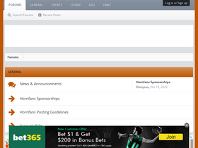 'hornfans.com' screenshot