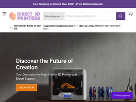 direct3dprinters.com homepage screenshot