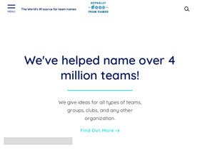 'actuallygoodteamnames.com' screenshot