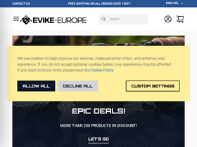 'evike-europe.com' screenshot