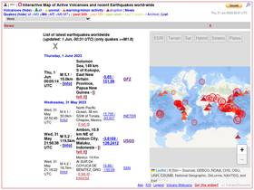 'volcanoesandearthquakes.com' screenshot