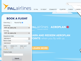 'palairlines.ca' screenshot
