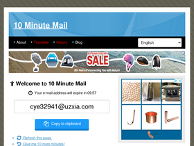 '10minutemail.info' screenshot