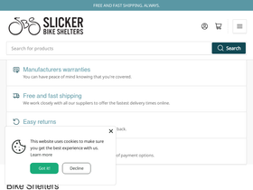 Slickerbikeshelters homepage screenshot