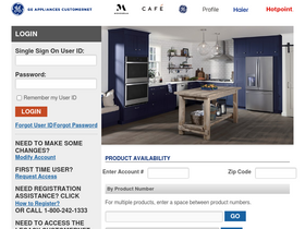'geappliancescustomernet.com' screenshot