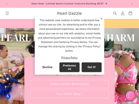 Pearl Dazzle Dance Costumes homepage screenshot