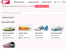 'footballbootsdb.com' screenshot