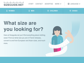 'sizeguide.net' screenshot