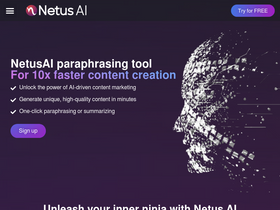 Netus AI - Revolutionize content creation with undetectable AI paraphrasing and multilingual support.